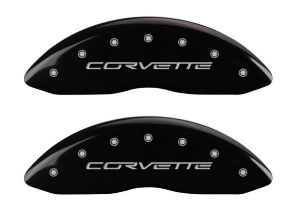 MGP 4 Caliper Covers Engraved Front & Rear C6/Corvette Black finish silver ch